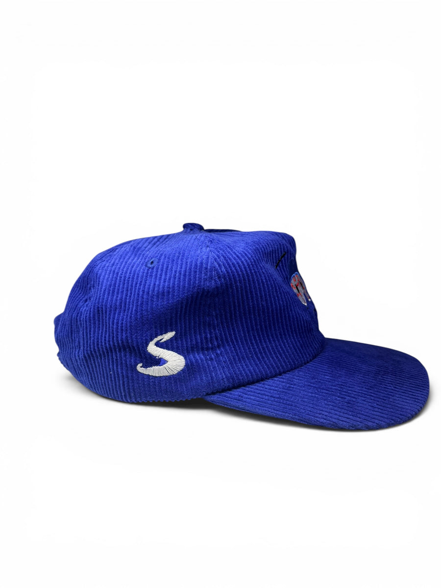 Bloodshot Cartoon Corduroy Snapback Hat - Blue