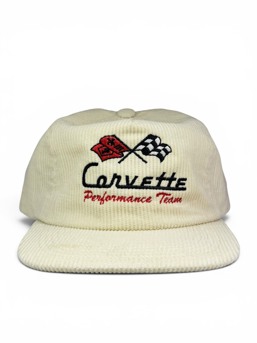 Racing Flag Corduroy Snapback Hat - Cream