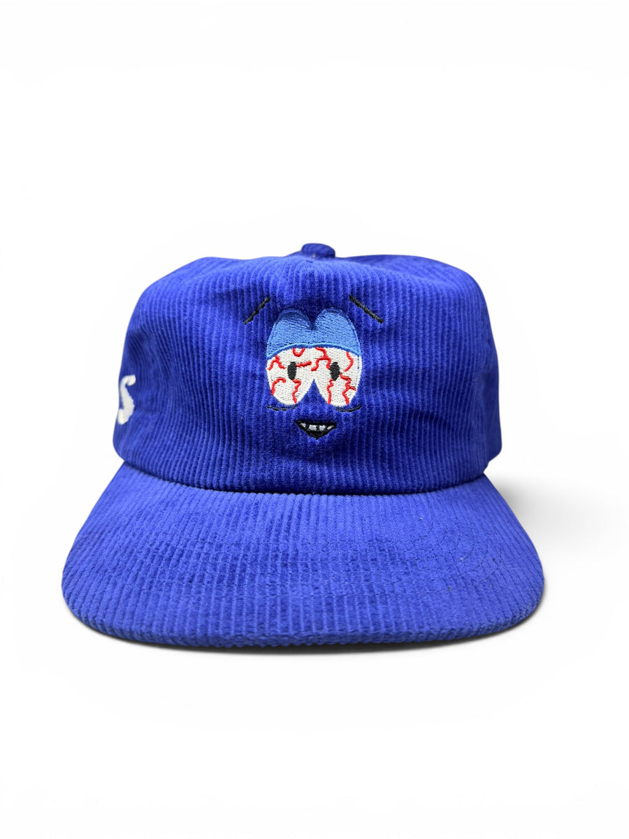 Bloodshot Cartoon Corduroy Snapback Hat - Blue