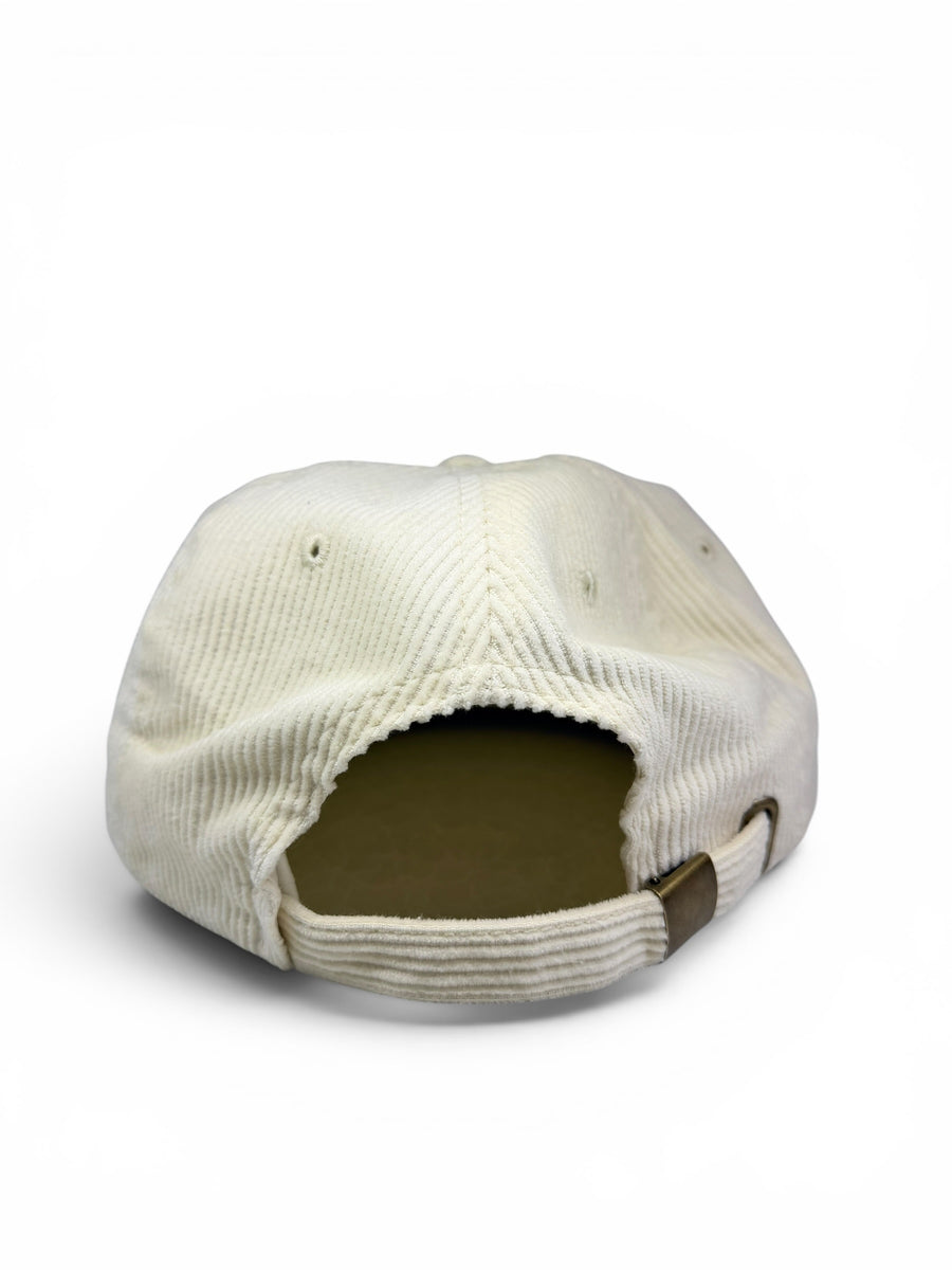 Racing Flag Corduroy Snapback Hat - Cream