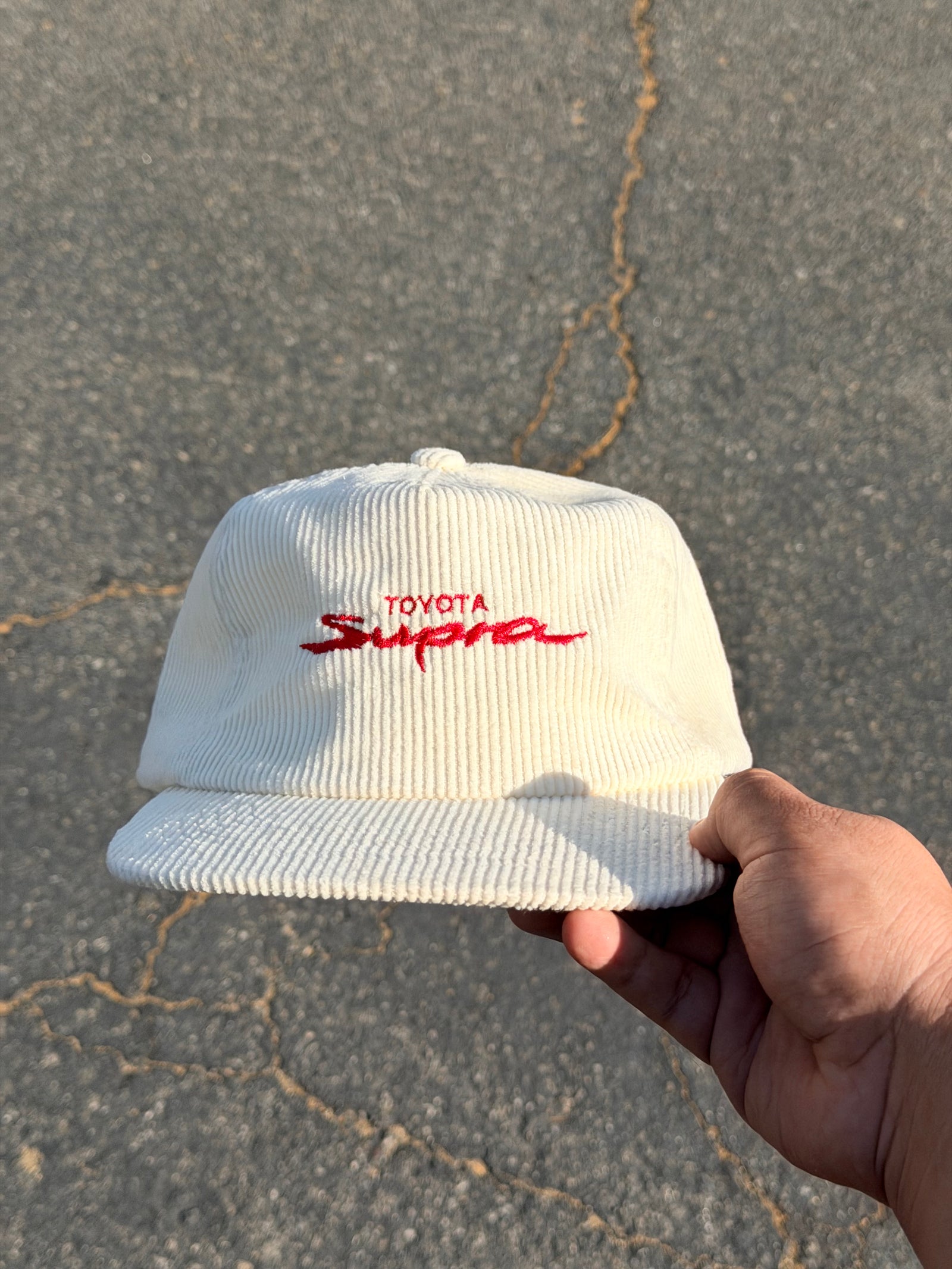 Motorsports Corduroy Strapback Hat – Cream